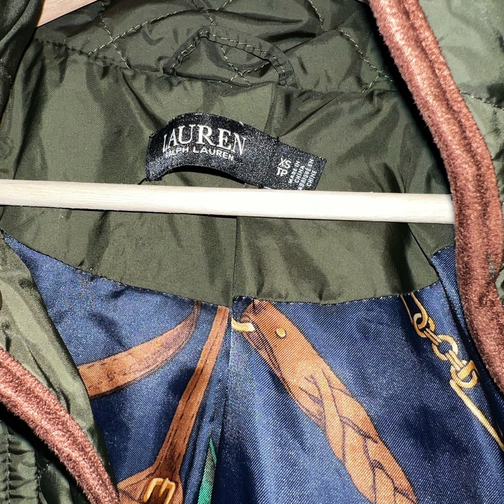 💚 LAUREN RALPH LAUREN Green Hooded Quilted Coat; Size XS - Picture 9 of 15